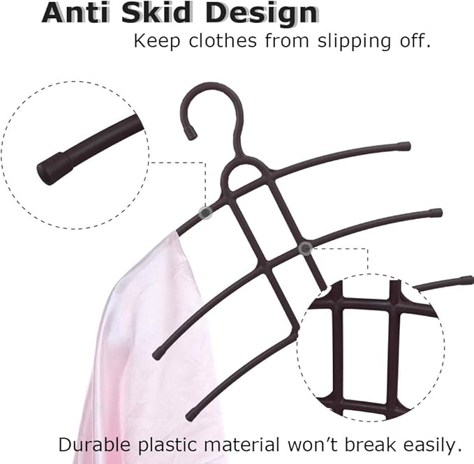upra Multiple Shirt Hangers In One Space Saving Plastic 5-Pack, Durable Multi-Functional Non-Slip Clothes Hangers Closet Organizers, for Coats Jackets Pants Dress Scarf, Dorm Room/Apartment Essentials