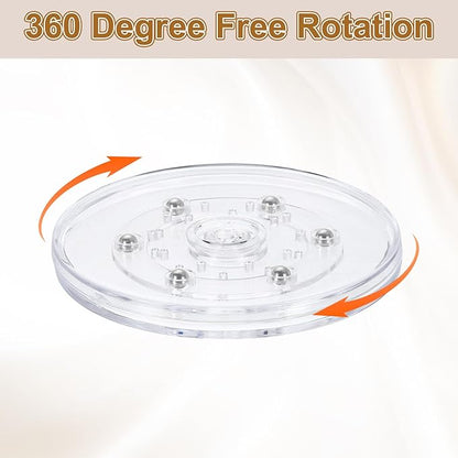 uxcell 3Pack Acrylic Lazy Susan Turntable, 5" Spinner Lazy Susan Turntable Organizer, Acrylic Ball Bearing Rotating Tray for Pantry Spice Rack Decorating, Clear