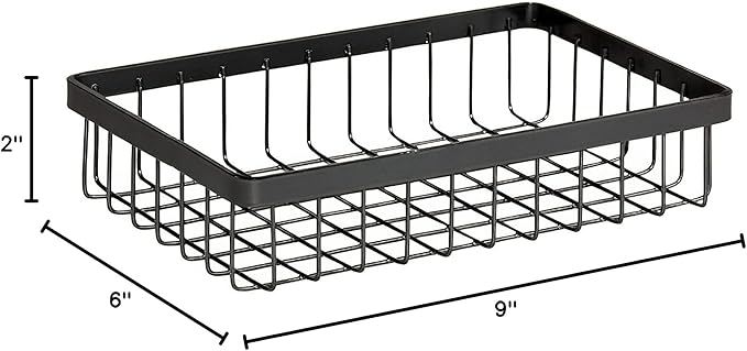 G.E.T. WB-962-MG Rectangular Metal Storage Wire Basket for Pantry, Produce and More, 9" x 6" x 2", Gray