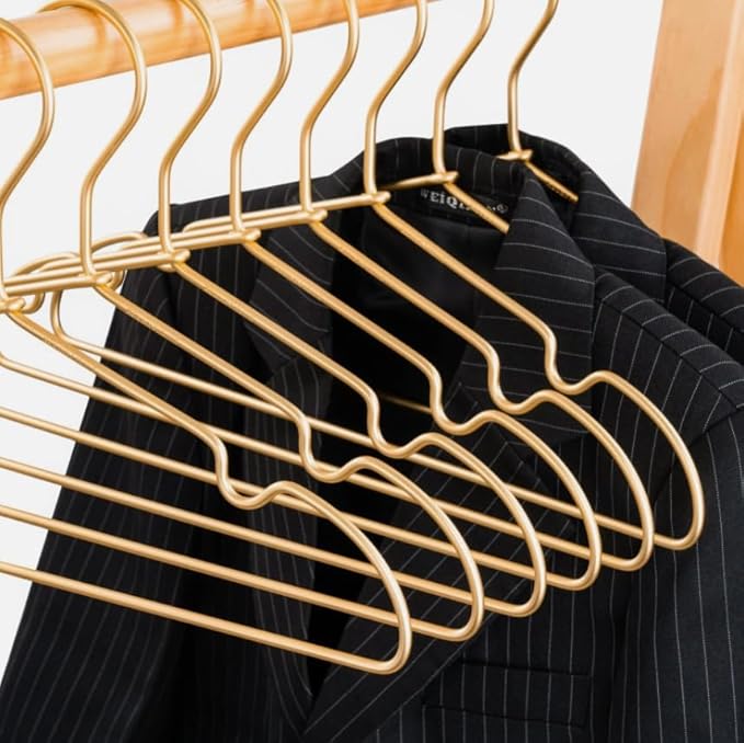 Gold Metal Wire Baby Clothes Hangers,12.6” Children Coat Pants Non Slips Toddler Infant Newborn Kids Hangers, Space Saving Baby Clothes Hangers