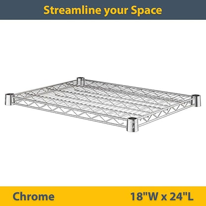 2 Pack Chrome Additional Wire Shelf for 18" x 24" Shelving Units, Replacement Shelves for Wire Rack