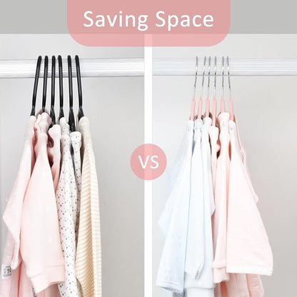 ManGotree 11" Baby Velvet Hangers, Non-Slip Infant Coat Hangers, Ultra-Thin Toddler Felt Hanger with 360° Swivel Hook, Space Saving Children's Hanger for Kids Clothes, 48 Pack (Light Pink)