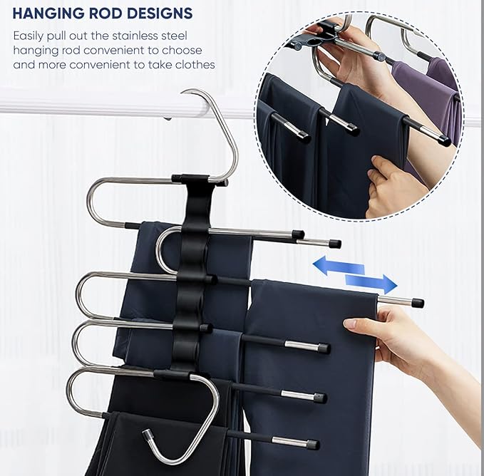Generic Space Saving Pants Hanger- 2 Pack Closet Organizer: Jeans, Trousers, Scarves & Towels Non-Slip Hanger