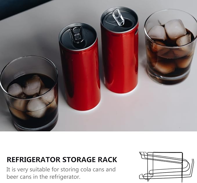 1pc Refrigerator Storage Rack for Cans and Beer Black Beverage Organizer for Fridge Space-Saving Drink Holder Easy Access and Tidy Storage for Home Use