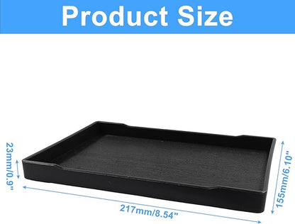 Jiozermi 8.54" Countertop and Bathroom Vanity Tray, Plastic Vanity Sink Tray Rectangle Soap Tray Kitchen Sink Tray Bathroom Tray for Lotion Bottles Perfume Jewelry Candle Key Ring(Black)