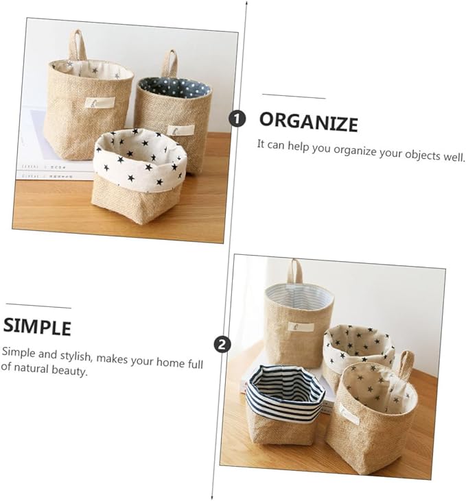 2Pcs Hanging Organizer Bag Stylish Door Wall Storage Pouch for Dorm Room Convenient Space Saver Dual Sided Use Natural Beauty Design for Organizing