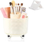 SAYEEC Pen Holder for Desk 6 Slots Rotating Makeup Brush Organizer Toothbrush Hair Brush Holder Versatile Desk Skin Care Cosmetic Organizer Pencil Cup Pot Art Supply Caddy for Vanity Office (Cream)