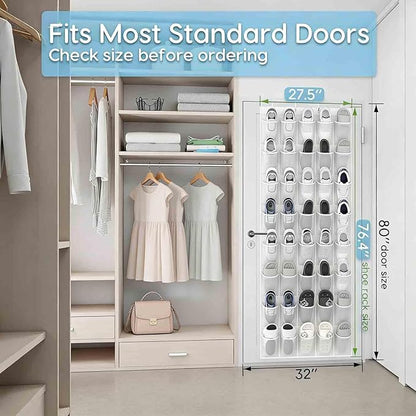 40 Large Mesh Pocket Over the Door Shoe Organizer,Hanging Shoe Rack for Door,Shoes Organizer Hanger with Large Capacity (white)