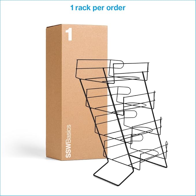 SSWBasics 4-Tier Black Countertop Hat Display Stand for Baseball Caps - Sleek and Sturdy Hat Display Rack for Retail, Home, Vendor Shows - Stylish Organization for Ball Caps
