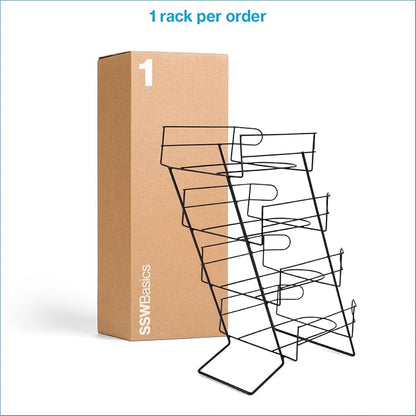 SSWBasics 4-Tier Black Countertop Hat Display Stand for Baseball Caps - Sleek and Sturdy Hat Display Rack for Retail, Home, Vendor Shows - Stylish Organization for Ball Caps