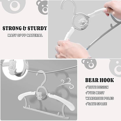 HGYZE Baby Nursery Closet Hangers, Ultra Thin Non-Slip and Extendable Laundry Infant Pant Hanger for Newborn Clothes - 20pcs Grey Gift - Adjustable Children Coat Hanger for Girl Boy Toddler Kids Child