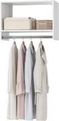 25.5" Wide Tall Hanging Modular Closet System, Wall-Mounted Closet Organizer with Shelf and Hanging Rod, White