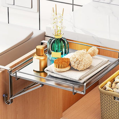 VOSAREA Cabinet Door Organizer Foldable Shelf for Kitchen Spice Storage Easy to Install over The Cabinet Hanging Shelf for Efficient Space Saving and Daily Use Essentials