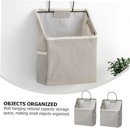 Luxshiny 2sets Wall-mounted Storage Bag Door Hanger Grocery Bag Holder Toiletry Hanging Organizer Dorm Storage Grey