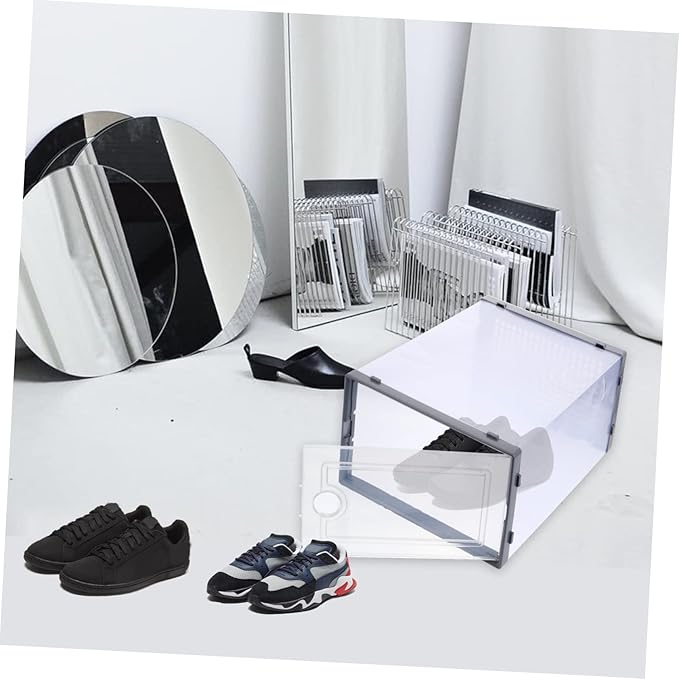 SOLUSTRE 2 Pcs Sturdy Plastic Shoe Storage Box Drawer Type Design Organizing Container for Closet for Sneakers and Boots Style