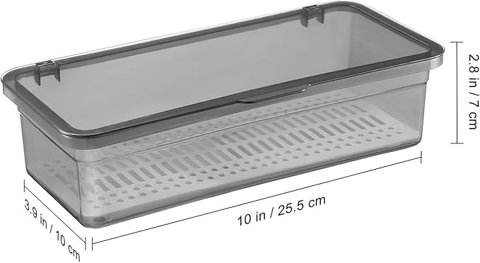 Cabilock Flatware Tray with Lid, Kitchen Cutlery Tray and Utensil Drawer Organizer, Silverware Countertop Storage Container with Cover 10 * 2.8 * 3.9 inches
