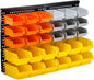 30-Bin Wall Mounted Storage Bins Kit, Tool Organizer Rack, Garage Hardware Organizer, Parts Storage Bins, DIY Combination(Grey & Orange & Yellow Type)