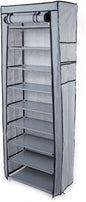 10 Tiers Shoe Rack with Dustproof Cover Shoe Storage Organizer Cabinet Shoe Shelf Tower,Non-Woven Fabric Cover (Gray)