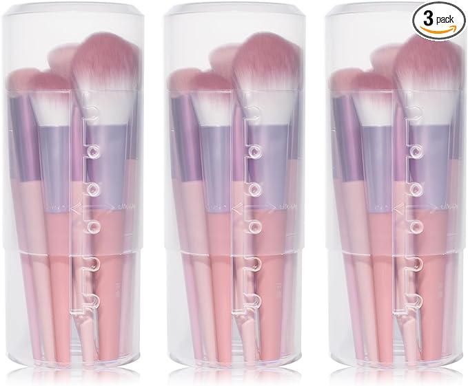 Retractable Travel Makeup Brush Holder, Clear Plastic Brush Cup with Lid, Portable Brushes Organizer for Makeup Artists | Vanity, Multi-Purpose Pen Pencil Container & Straw Holder, 3pcs