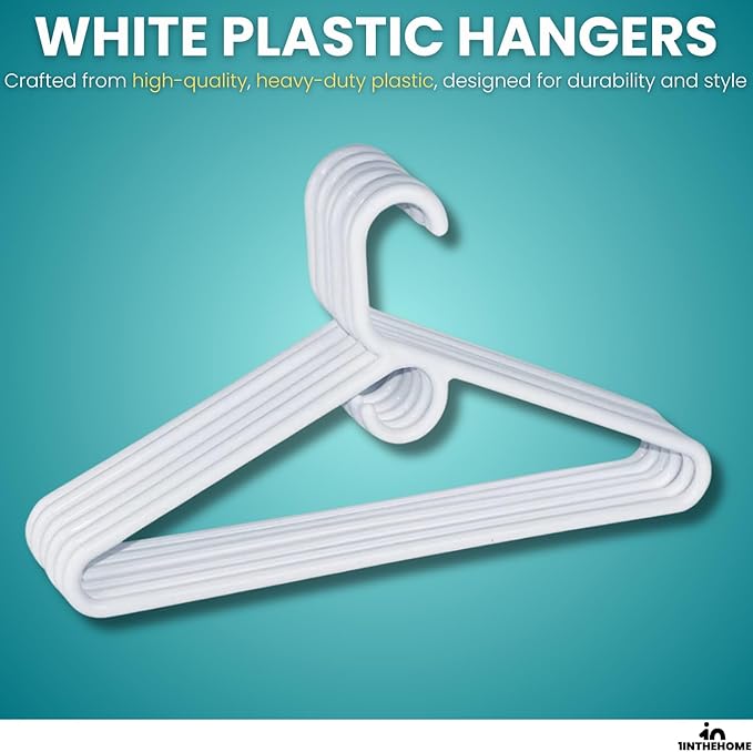 Heavy Duty White Hangers Tubular Plastic Hangers, Set of 24 (Heavy Duty)