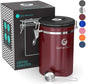 Coffee Gator Coffee Canister, Airtight Stainless Steel Kitchen Food Storage Container with Date Tracker, Scoop for Sugar, Grounds Coffee, Beans,Tea, Sugar, Cereal, Flour, Cookies Jars (Red, 22oz)