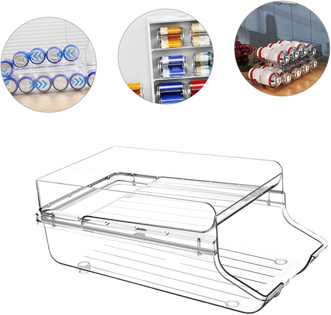 MAGICLULU Refrigerator Bins Organizer Soda Fridge Storage Box Capacity Drink Dispenser