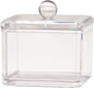 Square Acrylic Cotton Ball Pads Gauze Swab Holder Organizer Q-tip Dispenser Storage Canister Bathroom Container Flossers Box Case (3.5 x 3.5 x 3 inches, Single Tier, Transparent)