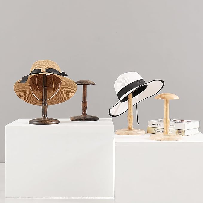 CHADWICK Vintage Style Hat Rack Stand, Rustic Brown Hat Display Stand Wood, Hat Rack Tabletop Cap Organizer and Display Rack, Wig Holder Display Cowboy Hat Rack Hat Organizer for Closet, Home Decor