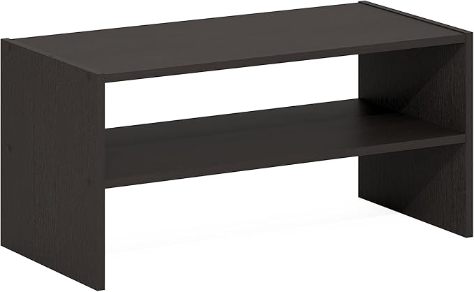 Furinno FANO Shoe Rack, 24-Inch Width 2-Tier Shoe Organizer, Stackable Shoe Storage, 11.7 x 24.2 x 11.7, for Closet Entryway, Office, Garage, Black Dark Oak
