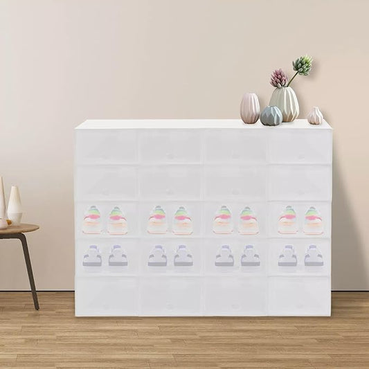 for 20pcs Sneaker Display Case Organizer Stackable Shoe Storage Box Set Stackable