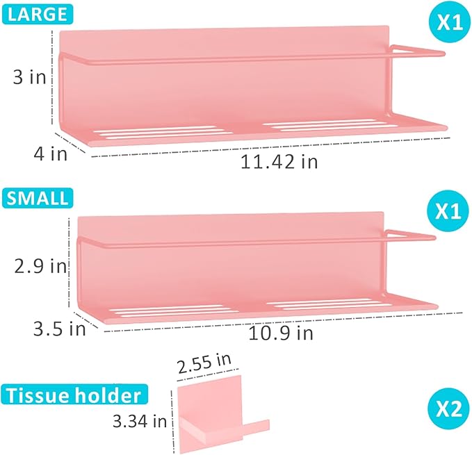 Magnetic Spice Rack For Refrigerator, Space Saving Magnetic Shelf For Fridge Pink 2 Pack With Magnetic Paper Towel Holder