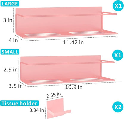 Magnetic Spice Rack For Refrigerator, Space Saving Magnetic Shelf For Fridge Pink 2 Pack With Magnetic Paper Towel Holder
