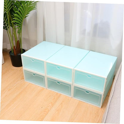 Alipis 6pcs Thicken Stackable Shoe Storage Box White Frame for Men Plastic Container for Organizing Sneakers and Footwear for Closets and Entryways