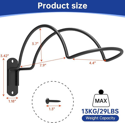 Helmet Wall Mount Display, Multifunctionnal Helmet Holder Shelf for Football Baseball Rugby Equestrian Motorcycle Firefighter Roma, Hat Mask Metal Hanger Rack with Screws, 4 Pack