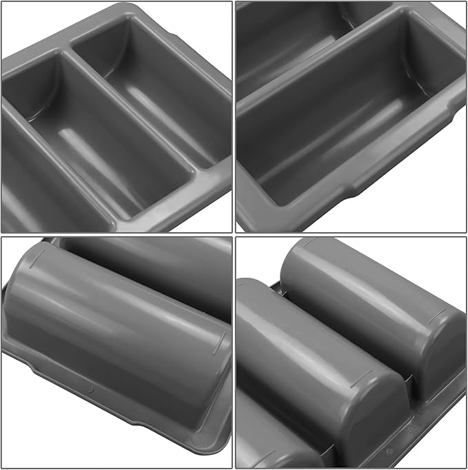 Begale 4-Pack Plastic Commercial Cutlery Bin, 4-Compartment Cutlery Bin, Gray