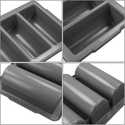 Begale 4-Pack Plastic Commercial Cutlery Bin, 4-Compartment Cutlery Bin, Gray