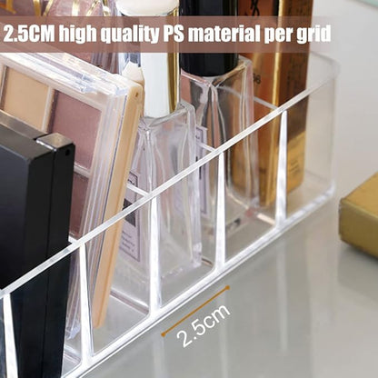 TWUTGAYW Eyeshadow Palette Organizer, Acrylic Clear Make Up Organizers and Storage Holder, Cosmetics Makeup Drawer Organizer for Vanity Bedroom 7 Section BPA Free Vanity Organizers and Storage