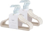 3 Sprouts Velvet Baby Hangers - Non-Slip Hangers for Infant and Toddler Clothes - Slim Space-Saving Design with Nordic Colors for Nursery - 30 Pack - Beige