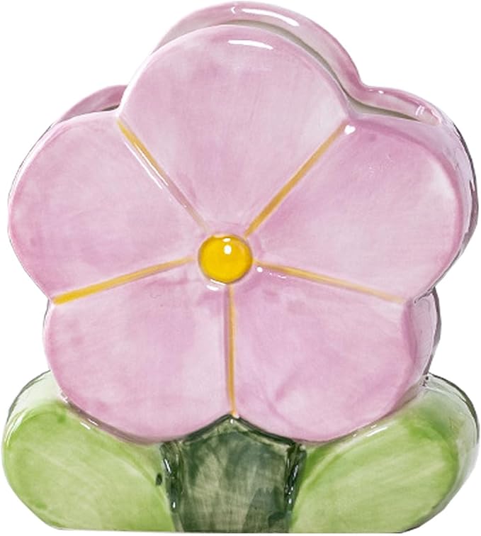 TANG SONG Ceramic Bloom Five Petals Make up Brush Holder Flower Cosmetic Storage Box Pen and Pencil Holder Desktop Organizers (Purple)