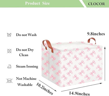 CLOCOR Rectangular Storage Basket Empty,Gift Basket,Waterproof Storage Bin with Handles,Room Decor(Star Bowknot)