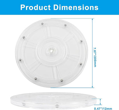 1 Pack 7.87 inch Lazy Susan Turntable - Acrylic Ball Bearing Rotating Tray for Cake, Spice Rack - Perfect for Kitchen Pantry with 360˚Rotation