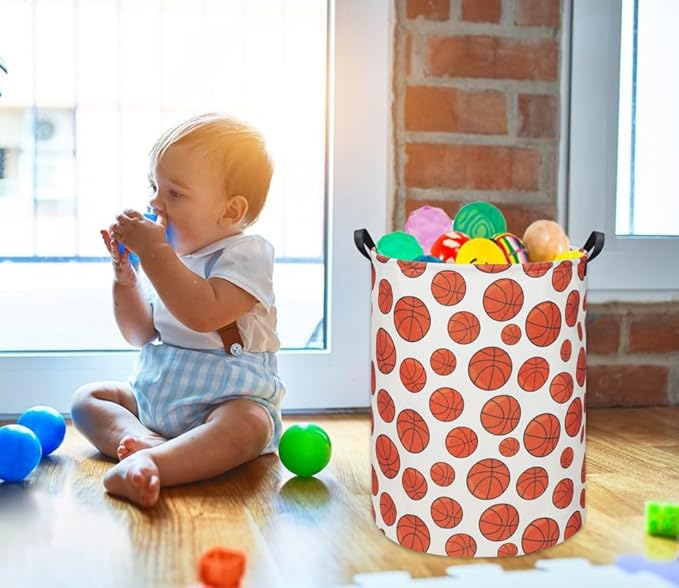 Basketball Kids Laundry hamper Baby Hamper for Nursery Boy and Girl Hamper Cute Kids Toys Storage Bin Organizer Room Decor for Home(Basketball)