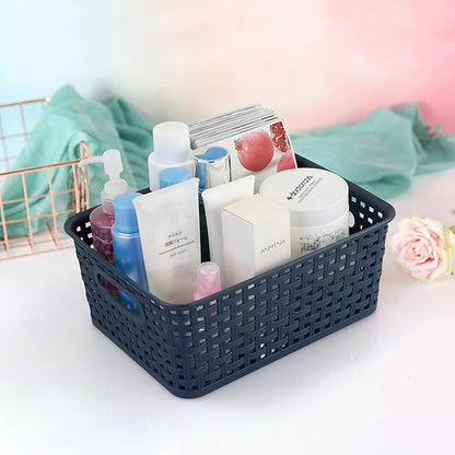 Plastic Storage Baskets for Organizing, Small Weave Storage Baskets, 6 Packs