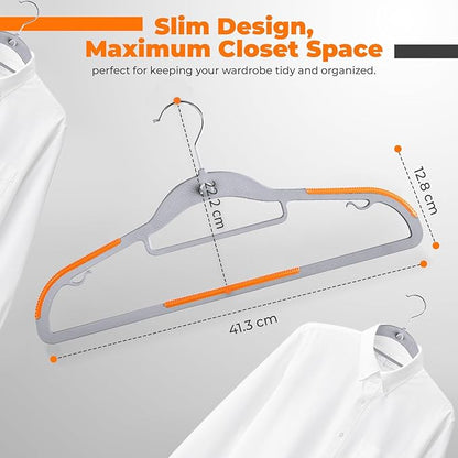 Plastic Hangers 20 Pack, Cascading Slim Space Saving Clothing Hangers with 360° Rotating Hook, Non Slip Clothes Hangers for Sweater Shirt, Heavy Duty Coat Hanger with Inner Hook for Closet, Grey