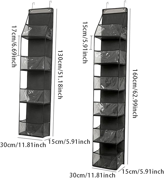 1 Pack Over Door Organizer with 4 Large Pockets, Capacity Hanging Storage with Clear Window Toys, Shoes, Diapers(Gray)