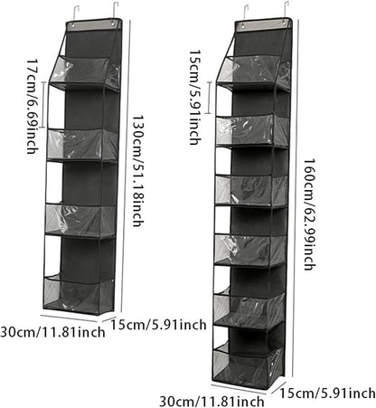 1 Pack Over Door Organizer with 4 Large Pockets, Capacity Hanging Storage with Clear Window Toys, Shoes, Diapers(Gray)