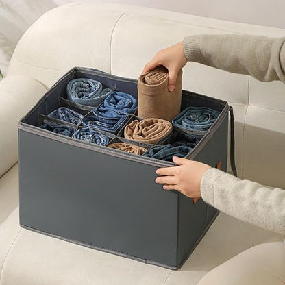 Fabric Shoe Organizer Storage Box,With Adjustable Dividers For Shoe Box,12 Separate Compartments For Boots Heels Sneakers (Black,Set1)