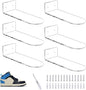 Acrylic Floating Shoe Rack (Set of 6) Wall Mount Display Shoe Rack Transparent Storage Rack for Home Use Sneaker Display Rack with Screws and Anchors