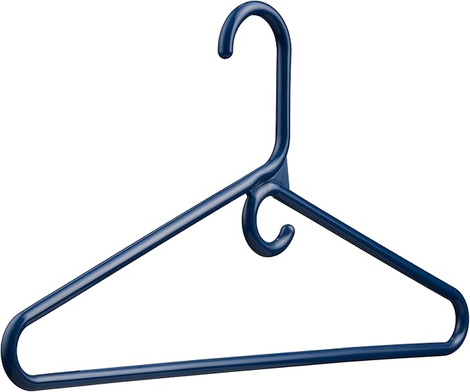 DEILSY™ Navy Heavy Duty Hangers with Hooks for Scarves & Belts – Thick and Strong Clothes Hangers for Shirts, Jackets, Pants, and Dresses – Space-Saving Plastic Hangers – Pack of 10