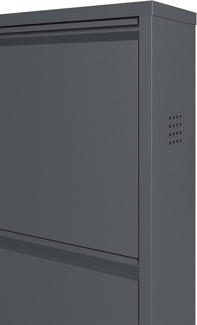 CEHA 4 Tier Metal Shoe Cabinet with Cover, Durable Shoe Storage Organizer for Entryway, Space Saving Shoe Shelf Closet with Side Ventilation Holes, 5.91" x 53.5" x 19.68", Anthracite